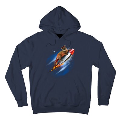 Funny Astronaut Cat Blasting Off In Space Hoodie