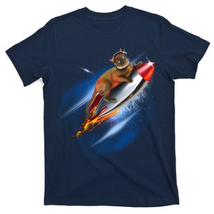 Funny Astronaut Cat Blasting Off In Space T-Shirt