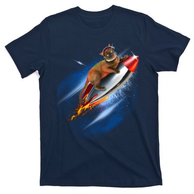 Funny Astronaut Cat Blasting Off In Space T-Shirt