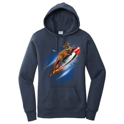 Funny Astronaut Cat Blasting Off In Space Women's Pullover Hoodie