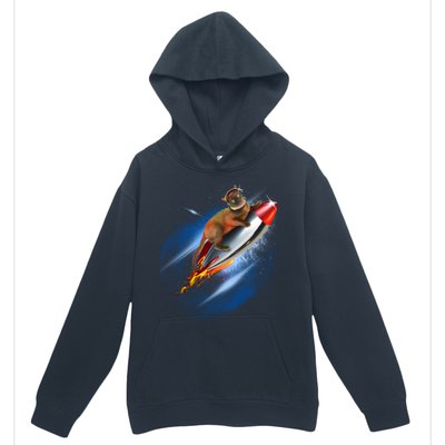 Funny Astronaut Cat Blasting Off In Space Urban Pullover Hoodie