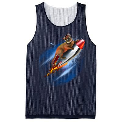 Funny Astronaut Cat Blasting Off In Space Mesh Reversible Basketball Jersey Tank