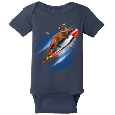 Funny Astronaut Cat Blasting Off In Space Baby Bodysuit