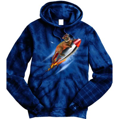 Funny Astronaut Cat Blasting Off In Space Tie Dye Hoodie