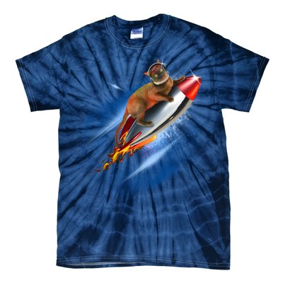 Funny Astronaut Cat Blasting Off In Space Tie-Dye T-Shirt