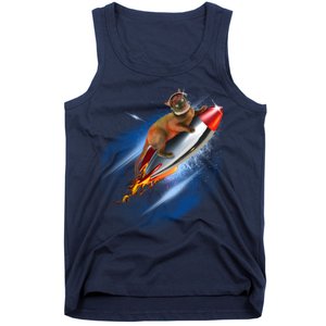 Funny Astronaut Cat Blasting Off In Space Tank Top