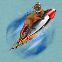 Funny Astronaut Cat Blasting Off In Space Sueded Cloud Jersey T-Shirt