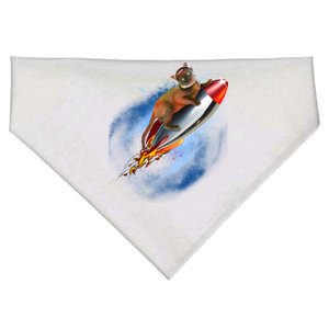 Funny Astronaut Cat Blasting Off In Space USA-Made Doggie Bandana