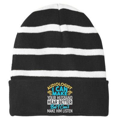 Funny Audiologist Striped Beanie with Solid Band