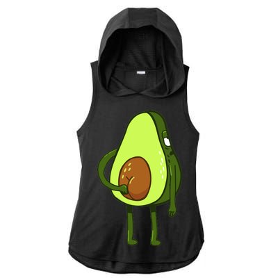 Funny Avocado Butt Ladies PosiCharge Tri-Blend Wicking Draft Hoodie Tank