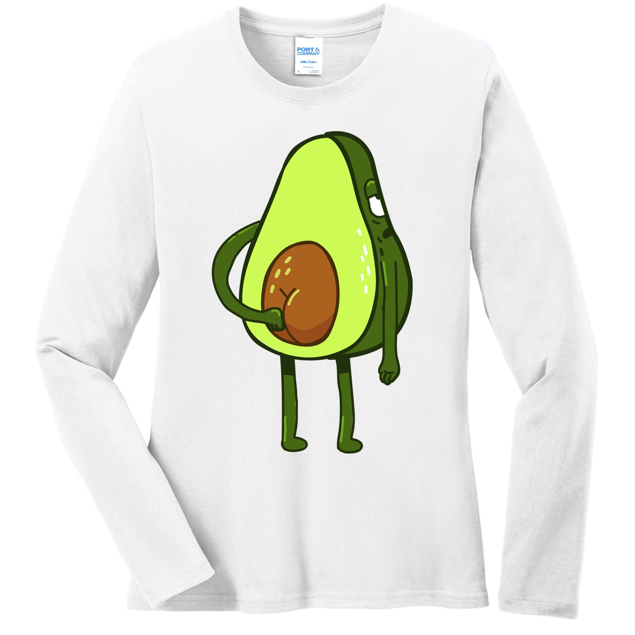 Funny Avocado Butt Ladies Long Sleeve Shirt