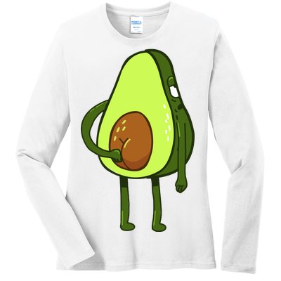 Funny Avocado Butt Ladies Long Sleeve Shirt