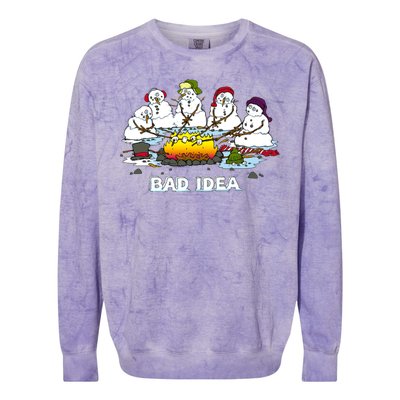 Funny Bad Idea - Snowman Melting Christmas Colorblast Crewneck Sweatshirt