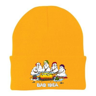 Funny Bad Idea - Snowman Melting Christmas Knit Cap Winter Beanie