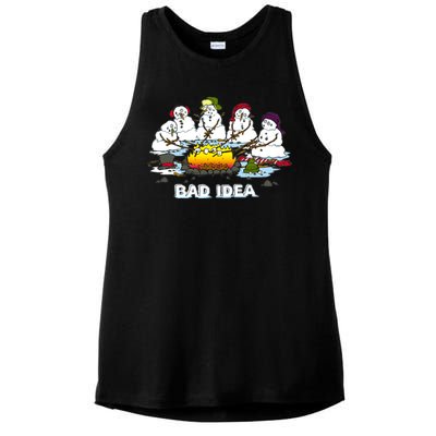 Funny Bad Idea - Snowman Melting Christmas Ladies PosiCharge Tri-Blend Wicking Tank