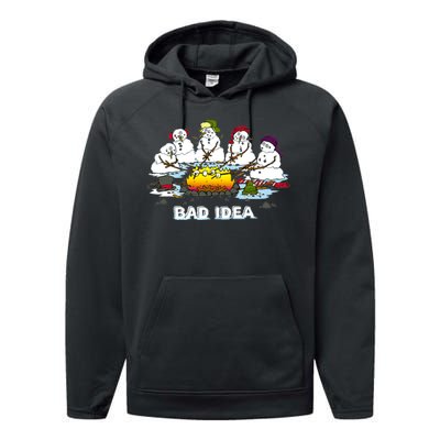 Funny Bad Idea - Snowman Melting Christmas Performance Fleece Hoodie