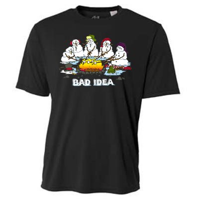 Funny Bad Idea - Snowman Melting Christmas Cooling Performance Crew T-Shirt