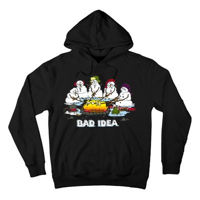 Funny Bad Idea - Snowman Melting Christmas Hoodie