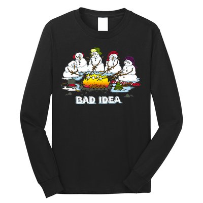 Funny Bad Idea - Snowman Melting Christmas Long Sleeve Shirt