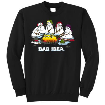 Funny Bad Idea - Snowman Melting Christmas Sweatshirt