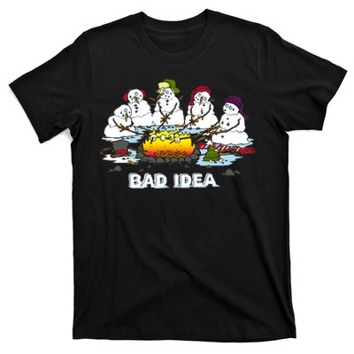 Funny Bad Idea - Snowman Melting Christmas T-Shirt