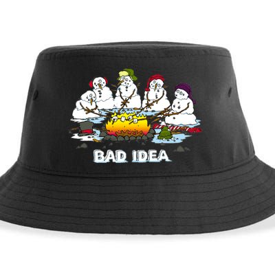 Funny Bad Idea - Snowman Melting Christmas Sustainable Bucket Hat