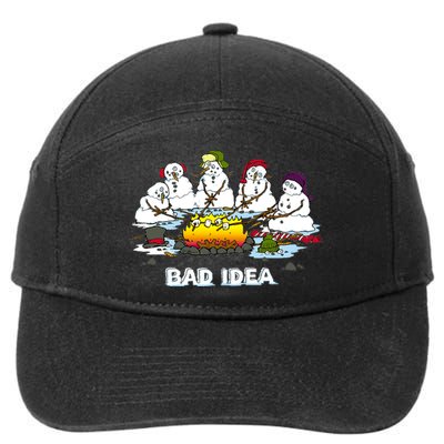 Funny Bad Idea - Snowman Melting Christmas 7-Panel Snapback Hat