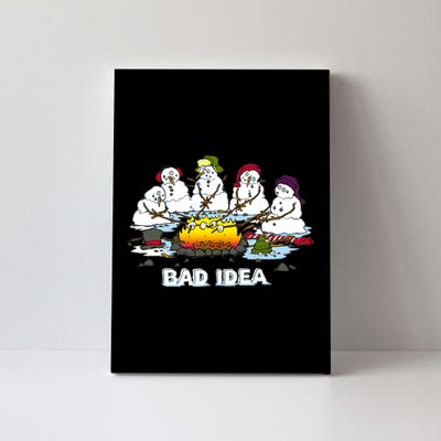 Funny Bad Idea - Snowman Melting Christmas Canvas