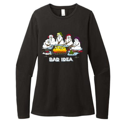 Funny Bad Idea - Snowman Melting Christmas Womens CVC Long Sleeve Shirt