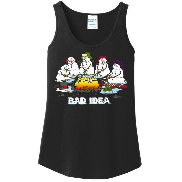 Funny Bad Idea - Snowman Melting Christmas Ladies Essential Tank