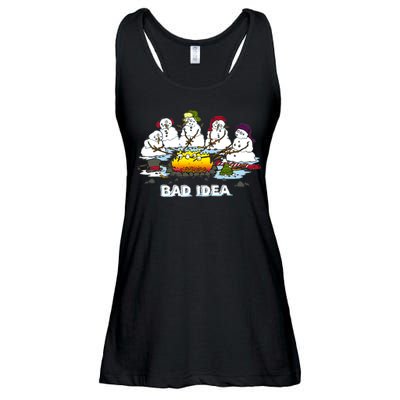 Funny Bad Idea - Snowman Melting Christmas Ladies Essential Flowy Tank