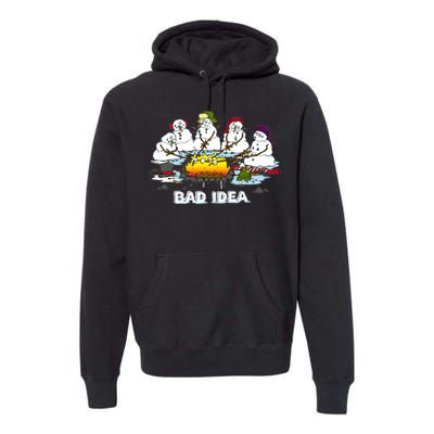 Funny Bad Idea - Snowman Melting Christmas Premium Hoodie