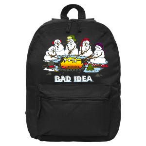 Funny Bad Idea - Snowman Melting Christmas 16 in Basic Backpack