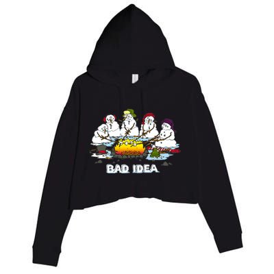 Funny Bad Idea - Snowman Melting Christmas Crop Fleece Hoodie