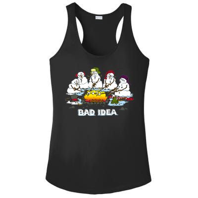 Funny Bad Idea - Snowman Melting Christmas Ladies PosiCharge Competitor Racerback Tank