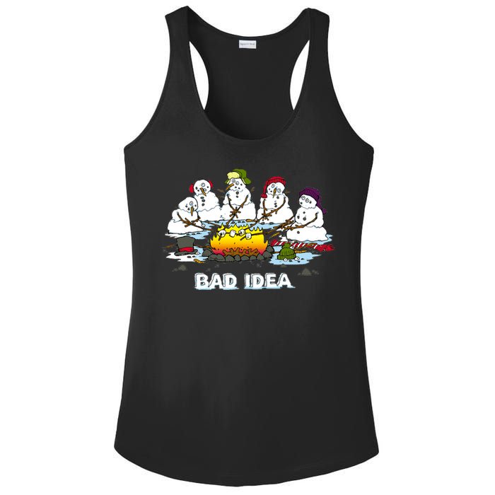 Funny Bad Idea - Snowman Melting Christmas Ladies PosiCharge Competitor Racerback Tank