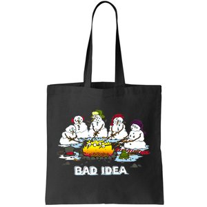 Funny Bad Idea - Snowman Melting Christmas Tote Bag