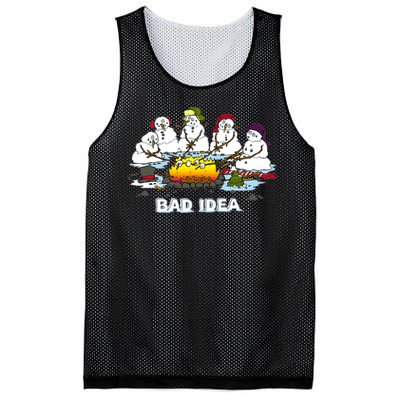 Funny Bad Idea - Snowman Melting Christmas Mesh Reversible Basketball Jersey Tank