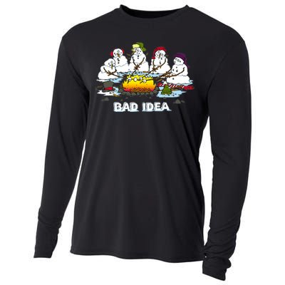 Funny Bad Idea - Snowman Melting Christmas Cooling Performance Long Sleeve Crew