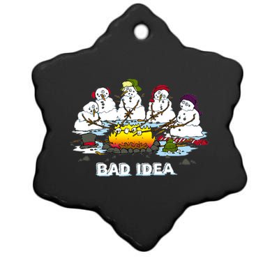 Funny Bad Idea - Snowman Melting Christmas Ceramic Star Ornament