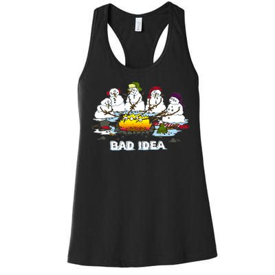 Funny Bad Idea - Snowman Melting Christmas Women's Racerback Tank