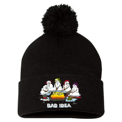 Funny Bad Idea - Snowman Melting Christmas Pom Pom 12in Knit Beanie