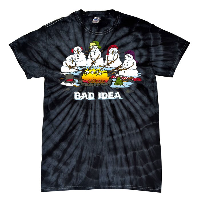 Funny Bad Idea - Snowman Melting Christmas Tie-Dye T-Shirt