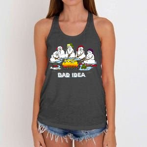 Funny Bad Idea - Snowman Melting Christmas Women's Knotted Racerback Tank