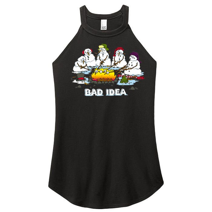 Funny Bad Idea - Snowman Melting Christmas Women's Perfect Tri Rocker Tank