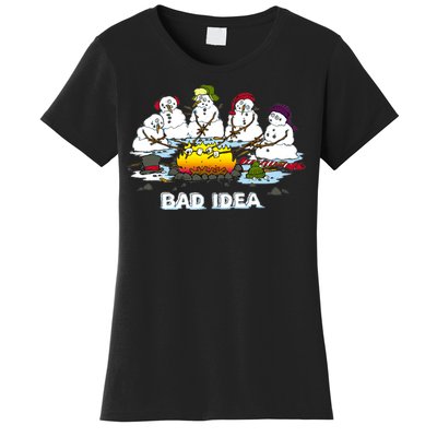 Funny Bad Idea - Snowman Melting Christmas Women's T-Shirt