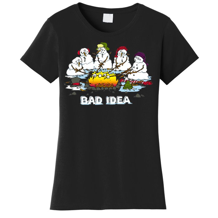 Funny Bad Idea - Snowman Melting Christmas Women's T-Shirt