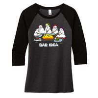 Funny Bad Idea - Snowman Melting Christmas Women's Tri-Blend 3/4-Sleeve Raglan Shirt