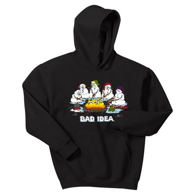 Funny Bad Idea - Snowman Melting Christmas Kids Hoodie