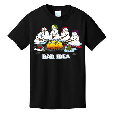 Funny Bad Idea - Snowman Melting Christmas Kids T-Shirt